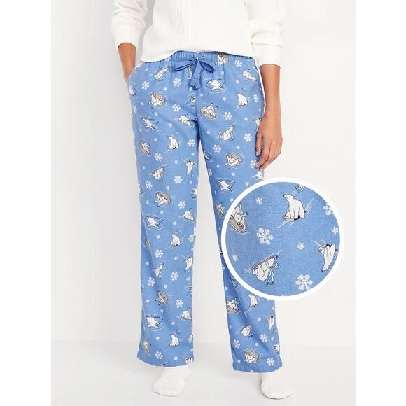 Old Navy Match The Fam Blue Polar Bear Winter Sports Flannel Pajama Pants XL New - Picture 1 of 14